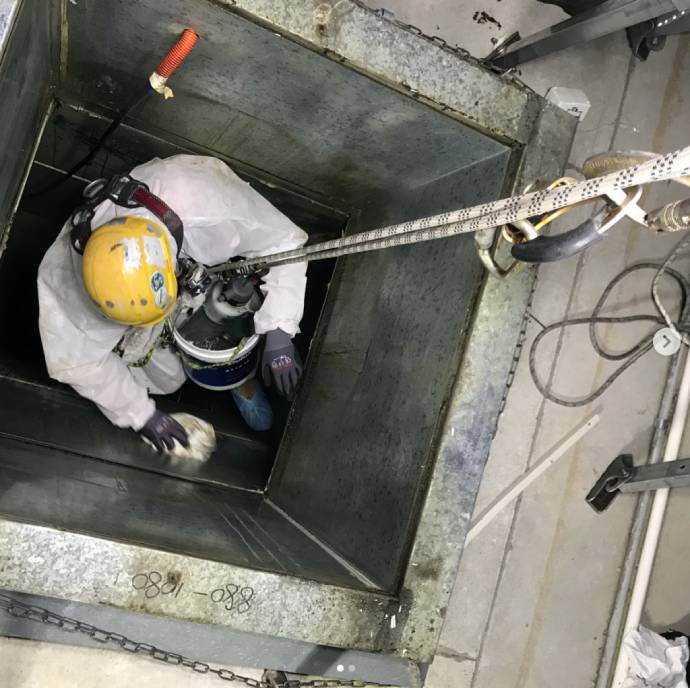 AntiGravity Rope Access Safety professional in confined space of vents